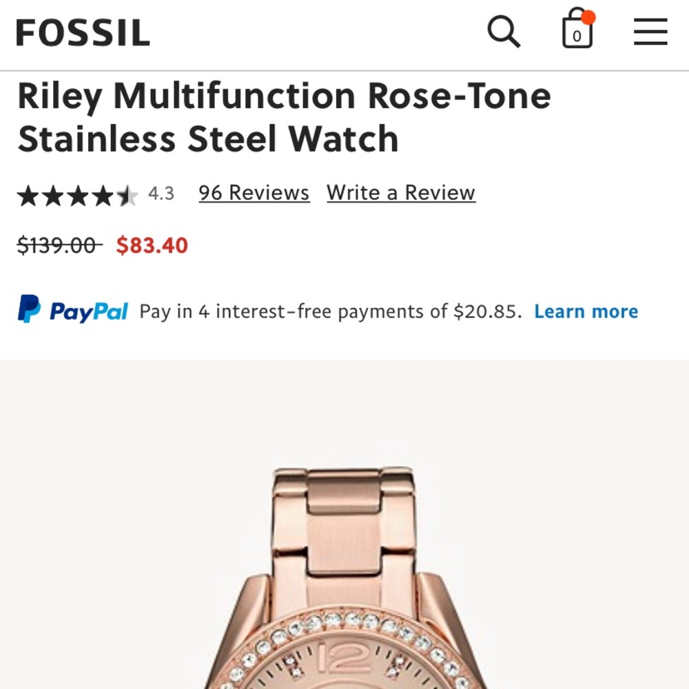 FOSSIL Rose-Tone Stainless Steel Watch